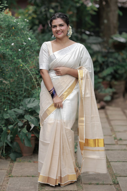 Half Silver and Gold Ready to Wear Saree