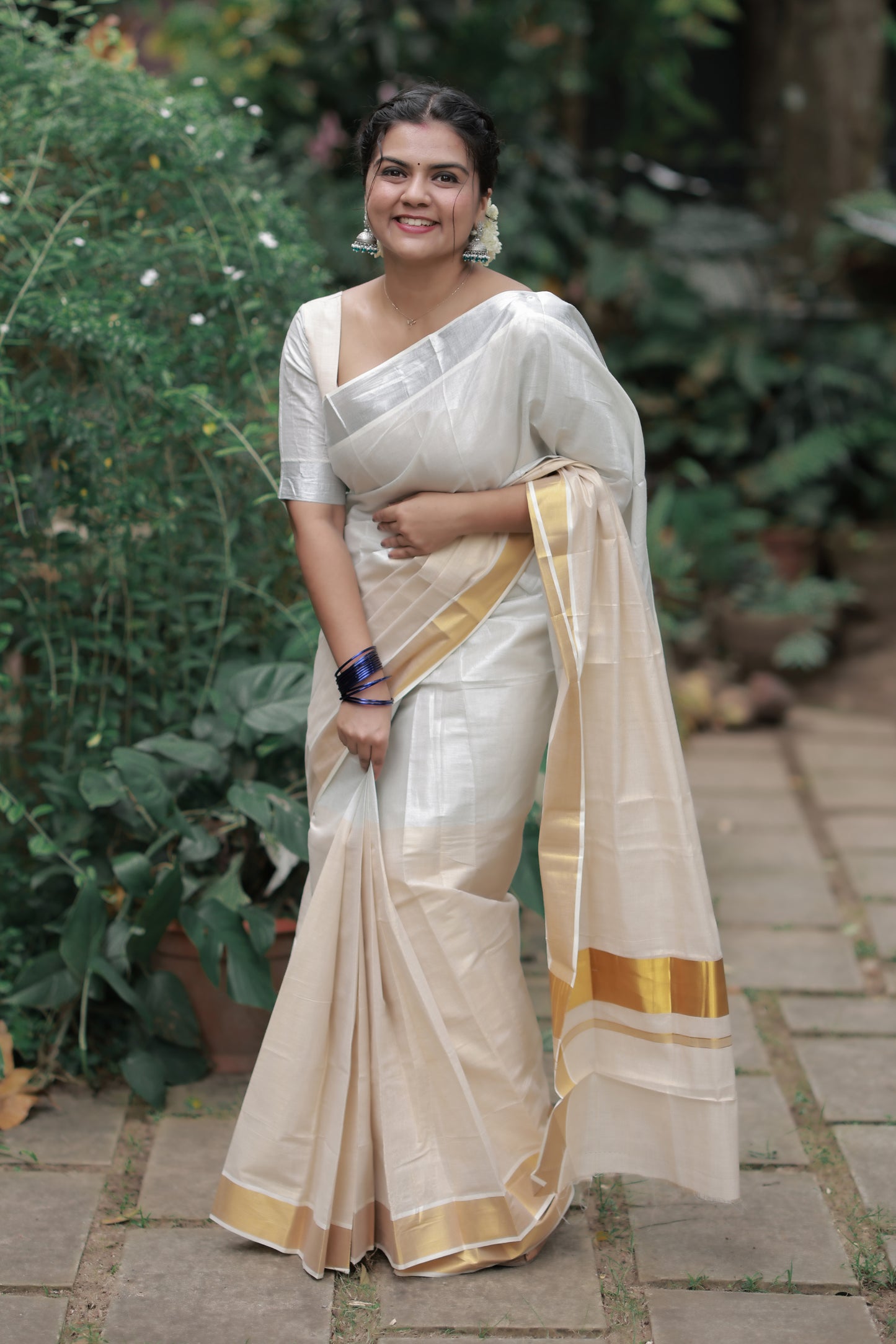 Half Silver and Gold Ready to Wear Saree